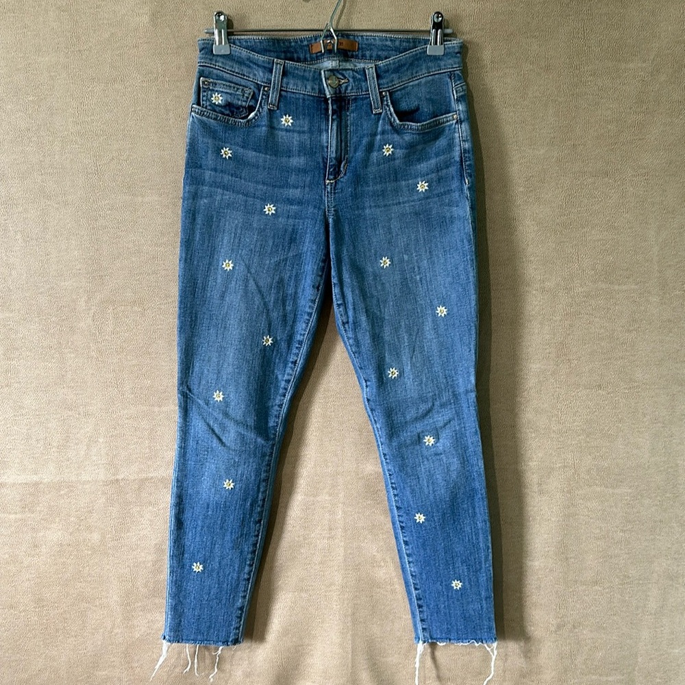 Joe's Jeans Skinny Blue Denim with Daisy Embroidery